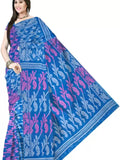 Pradip Fabrics Ethnic Women's Tant Gap Dhakai Jamdani Blue Color Saree