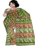 Pradip Fabrics Ethnic Women's Tant Gap Dhakai Jamdani Multicolor Saree