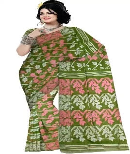 Pradip Fabrics Ethnic Women's Tant Gap Dhakai Jamdani Multicolor Saree